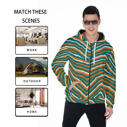 Miami Football Game Day All-Over Print Zip Up Hoodie With Pocket