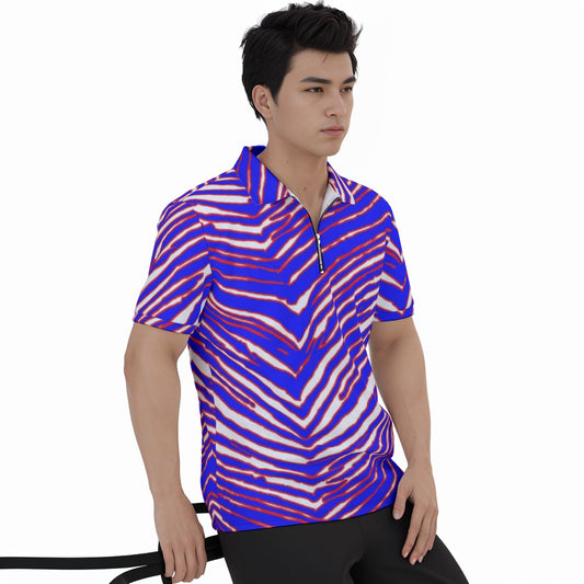 All-over Print Men's Polo Shirt with  Zipper