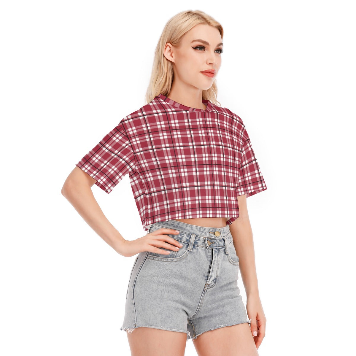 Alabama Tartan plaid Women's Cropped T-shirt | 190GSM Cotton
