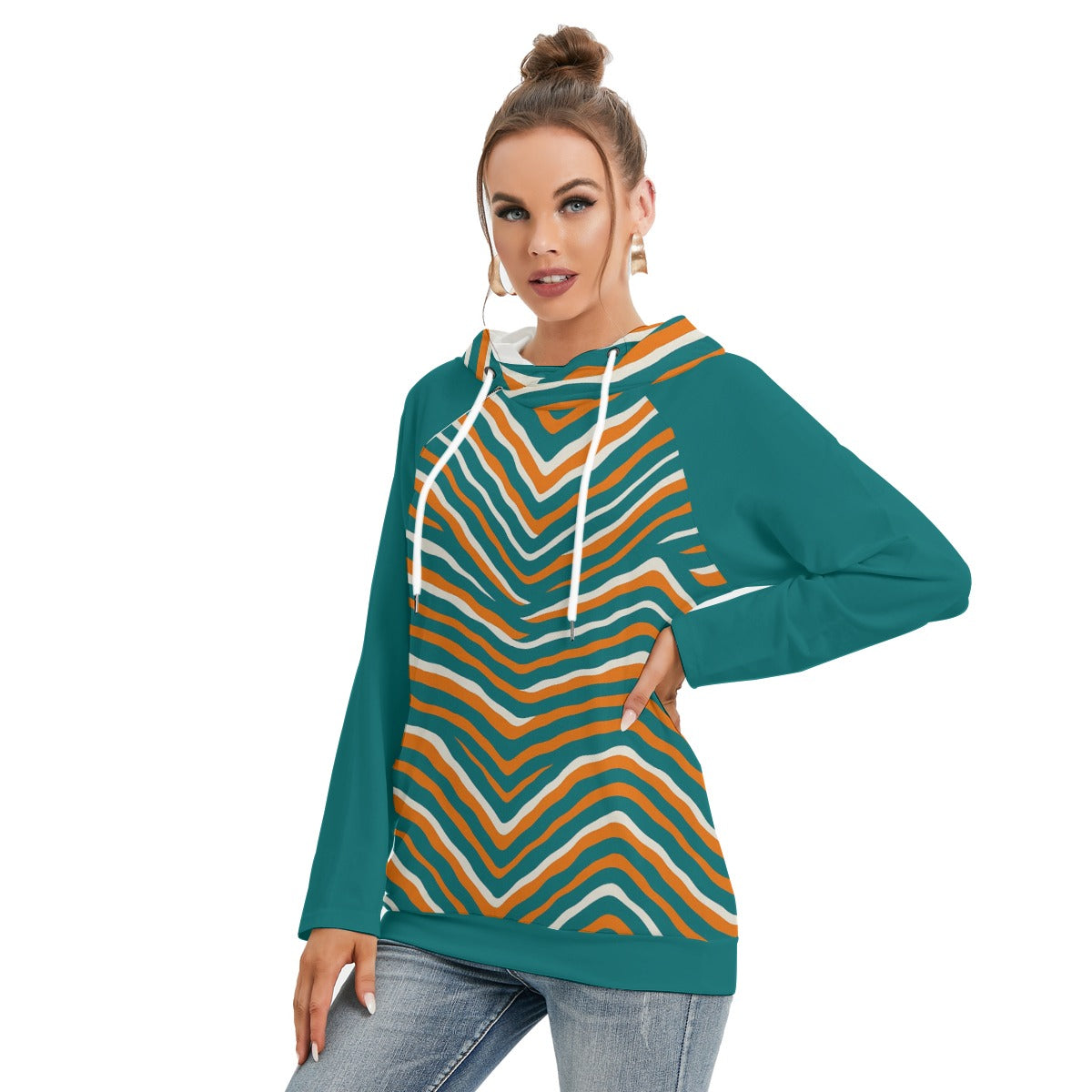 Miami Football Game Day All-Over Print Women's Hoodie With Double Hood