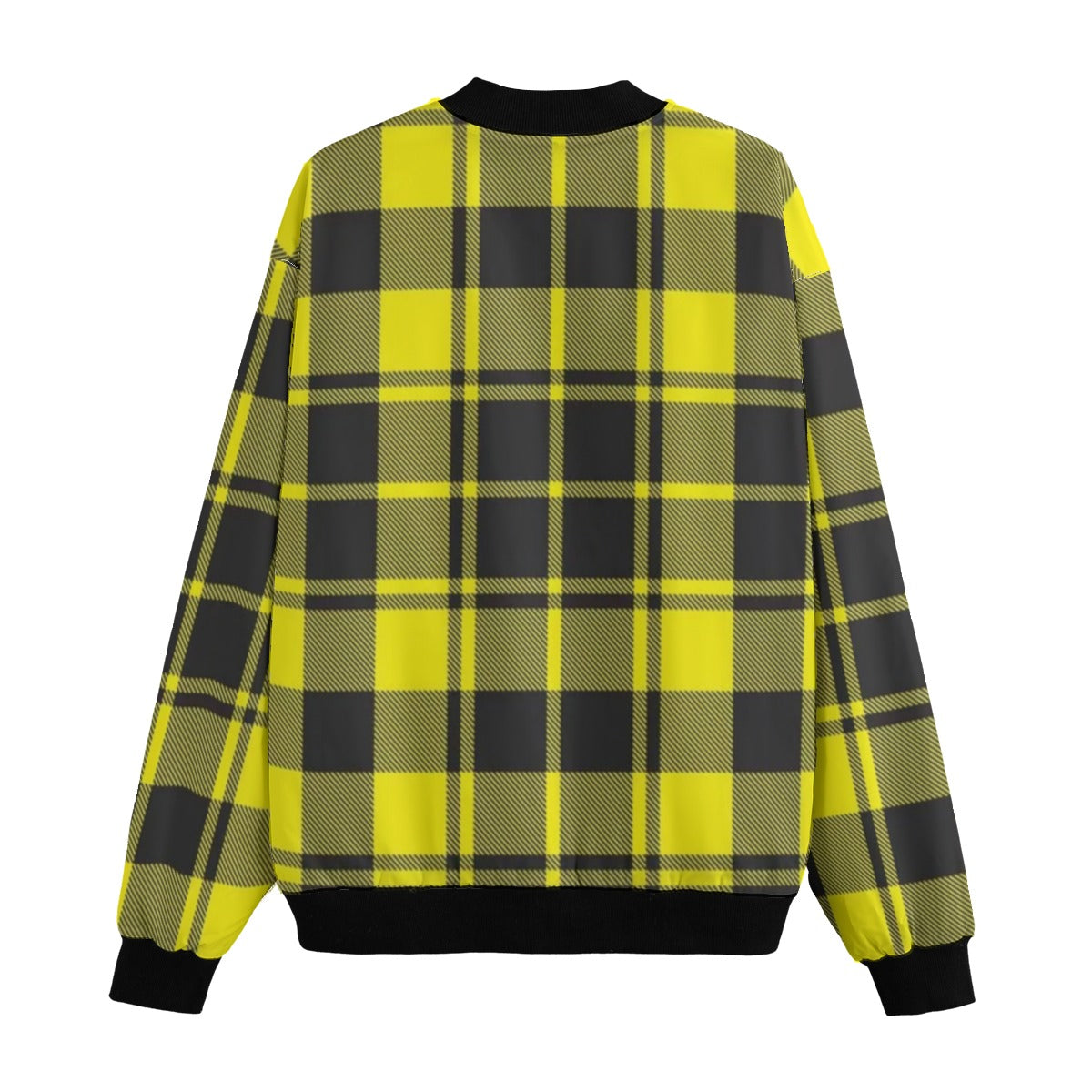 MacLeod yellow  black checks tartan plaid Fleece Bomber Jacket