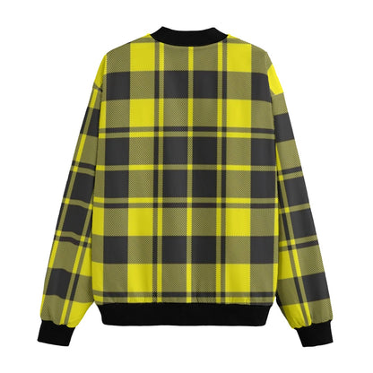 MacLeod yellow  black checks tartan plaid Fleece Bomber Jacket