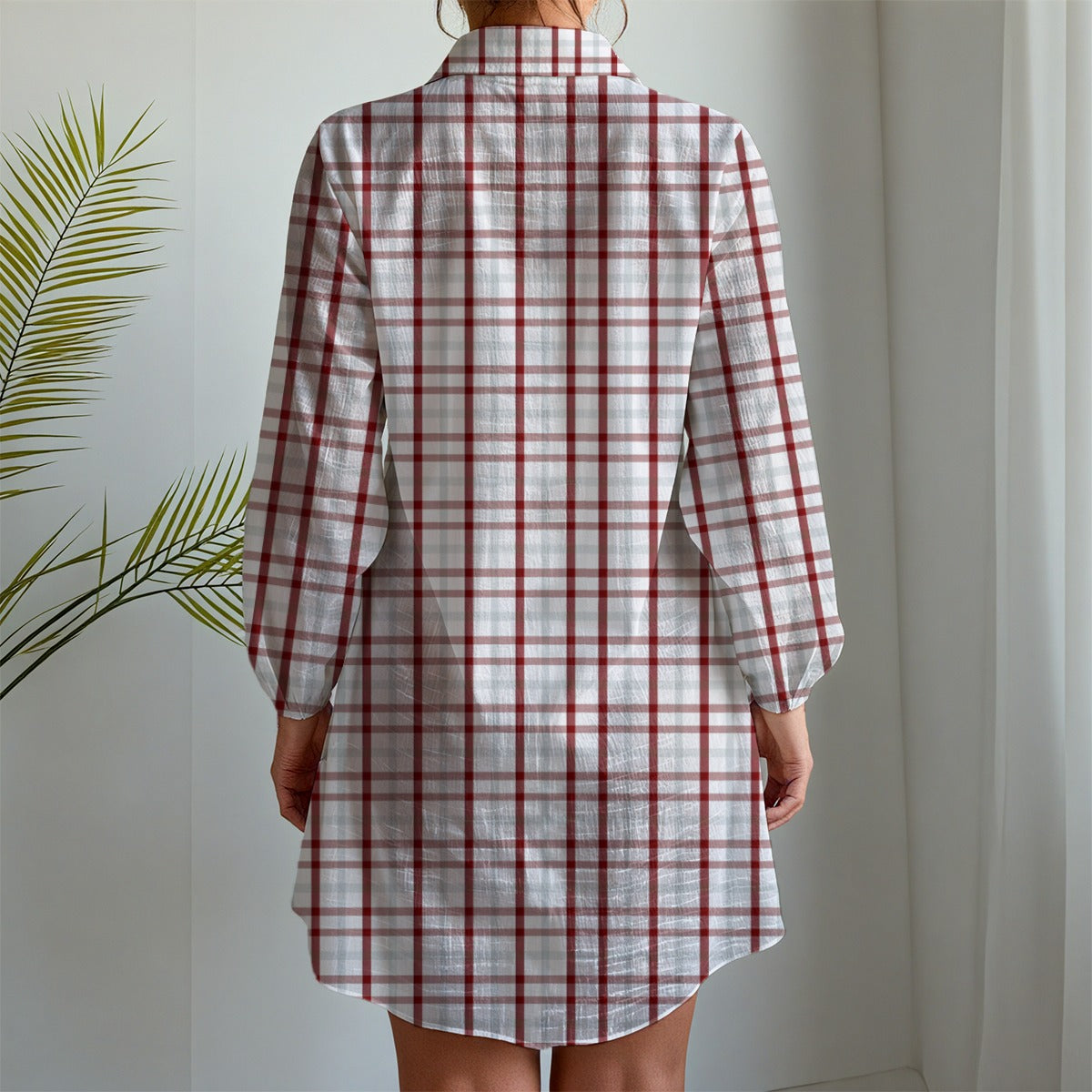 Indiana Tartan Plaid Bloomington  Hoosiers Women's Long Sleeve Shirt Dress