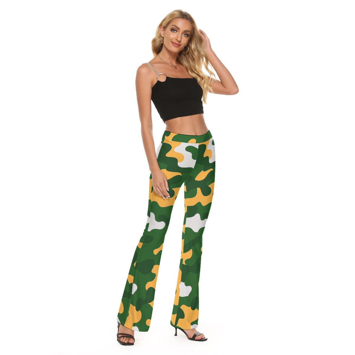 Green Bay Football Game Day All-Over Print Women's Skinny Flare Pants