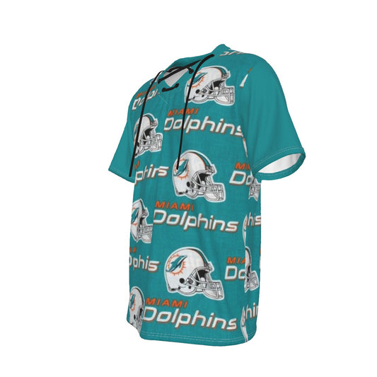 Miami Football Game Day All-Over Print Men's Short Sleeve T-shirt with Neckline Tie