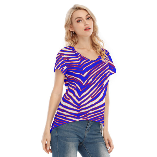 Buffalo Bills Zubaz Women's V-neck Short Sleeve T-shirt