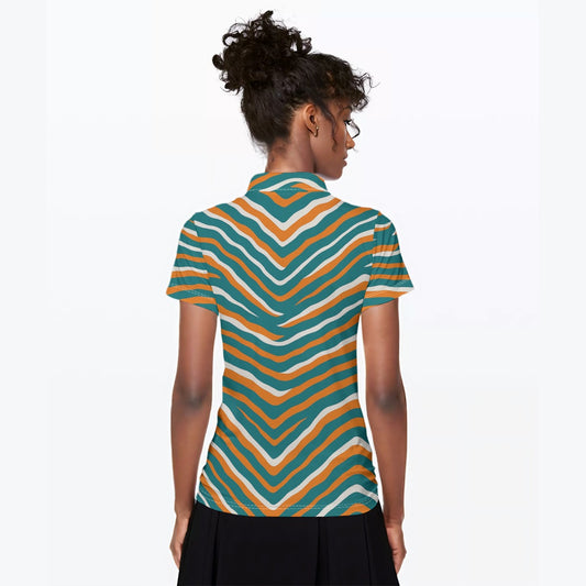 Miami Football Game Day All-Over Print Women's Polo Collar Jersey