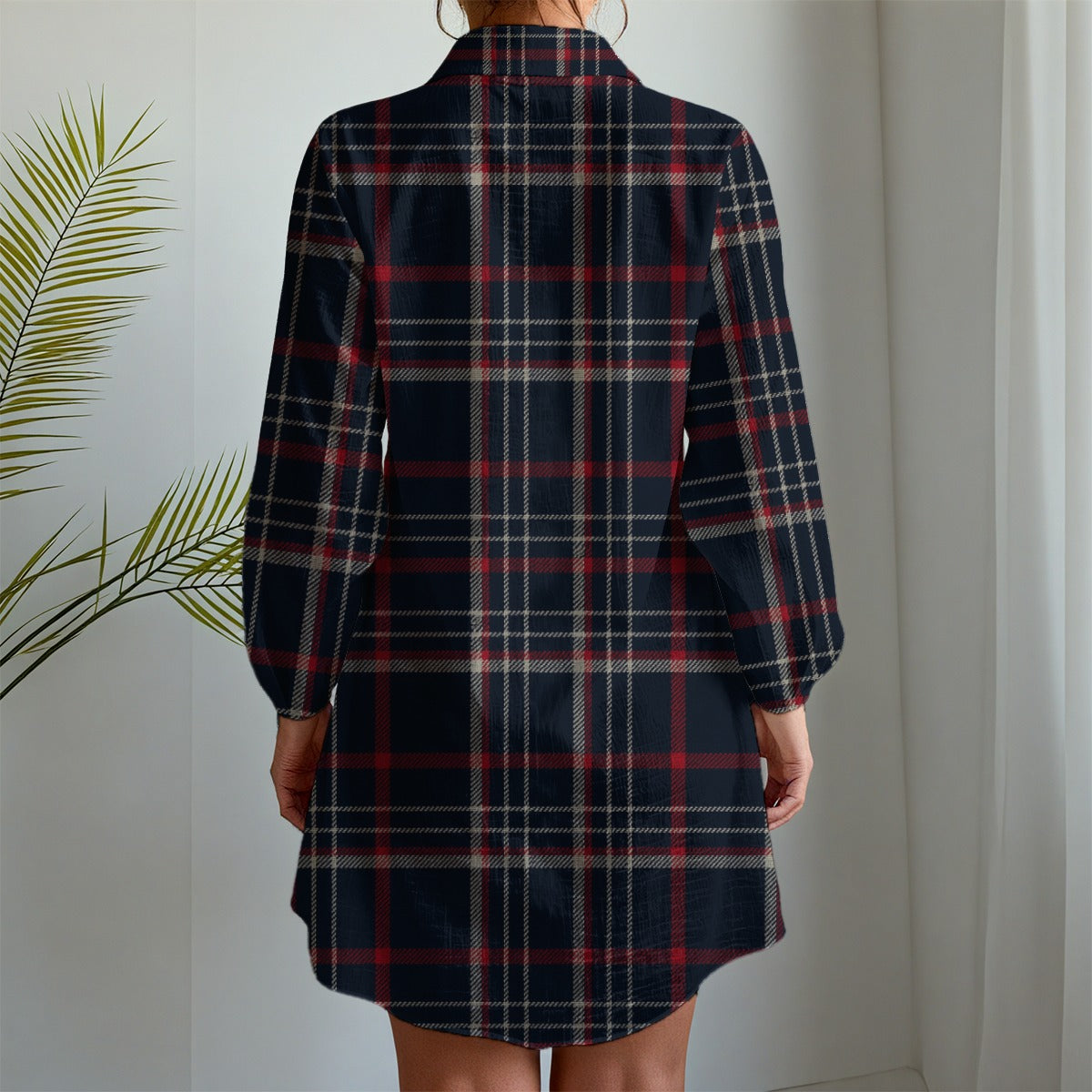 Connecticut tartan plaid Women's Long Sleeve Shirt Dress