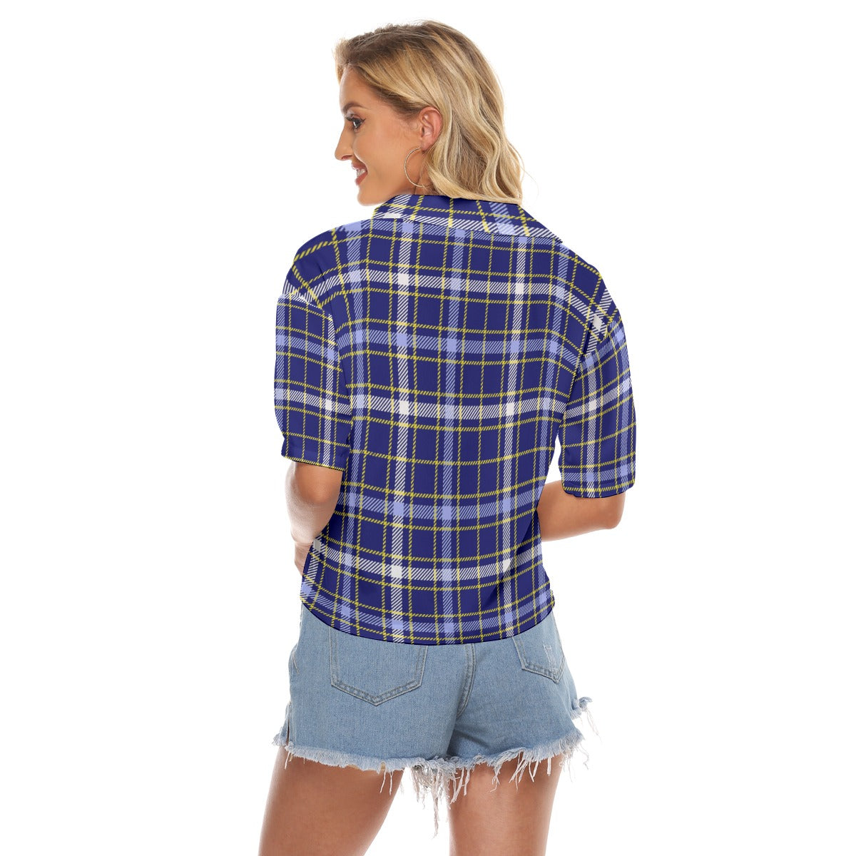 Michigan Tartan Plaid Wolverines Women's V-neck Shirts