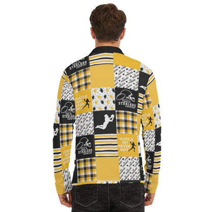 All-Over Print Men's Lapel T-shirt With Neckline Zipper Closure