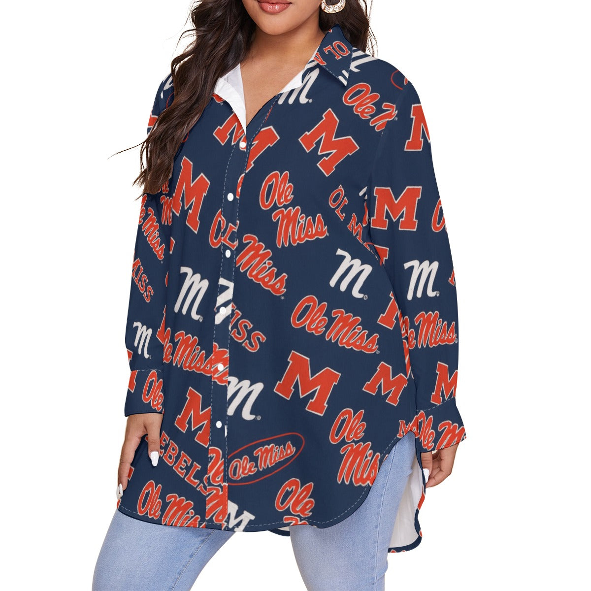 Mississippi Tartan Plaid Ole Miss Rebels Women's Shirt With Long Sleeve(Plus Size)