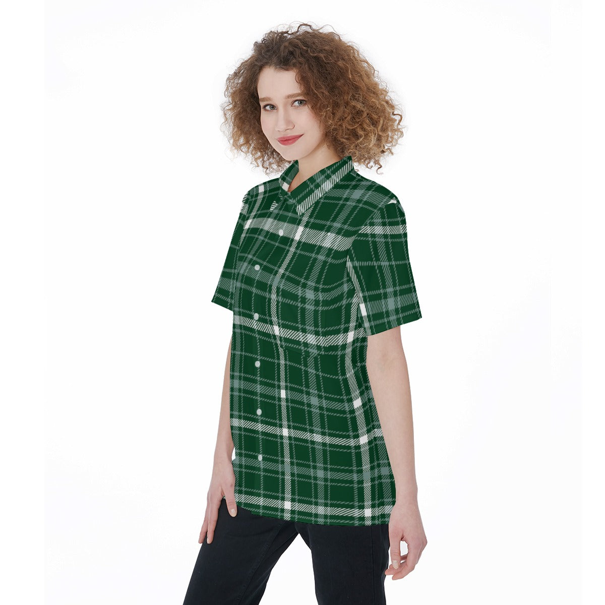 Michigan State Tartan Plaid Spartans Women's Short Sleeve Shirt With Pocket