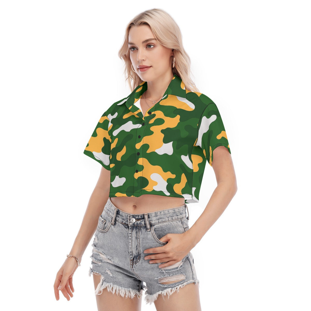 Green Bay Football Game Day All-Over Print Women's Cropped Shirt