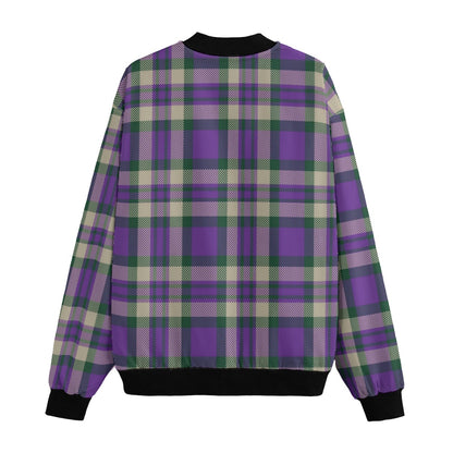 Isle of Skye – vibrant purple tan tartan  Fleece Bomber Jacket