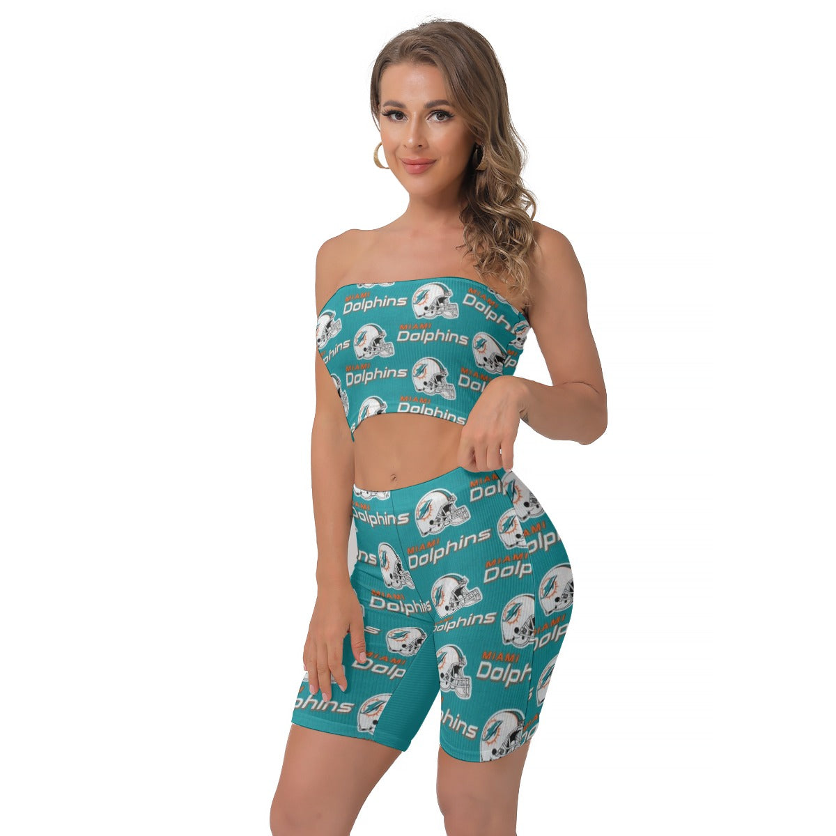 Miami Football Game Day All-Over Print Women's Breast Wrap Shorts Suit