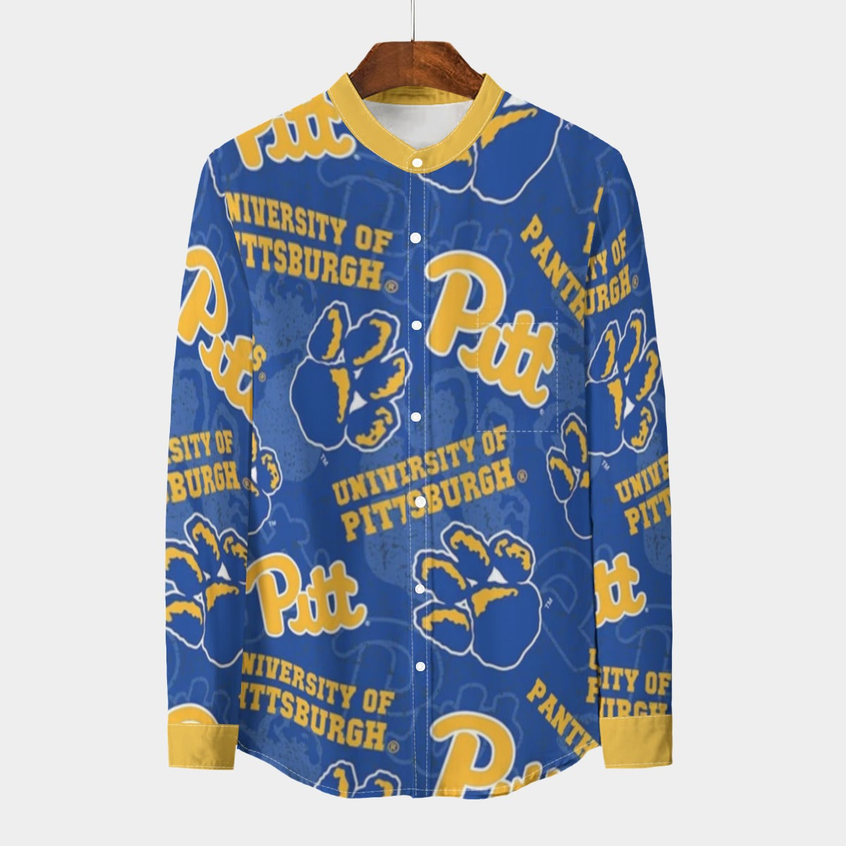 Pittsburgh - Panthers Stand Collar Shirt With Long Sleeve|110GSM Imitation Flax