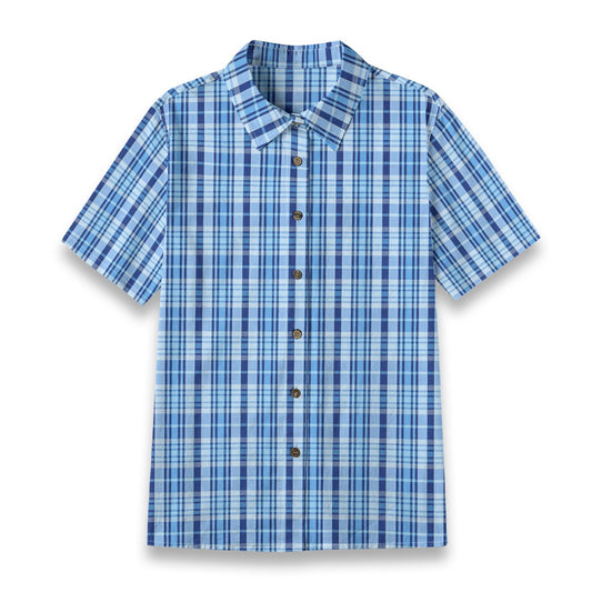 North Carolina Tartan Plaid Tar Heels Blue Women's Shirt | 125GSM Cotton