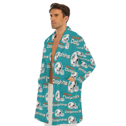 Miami Football Game Day All-Over Print Men's Borg Fleece Robe