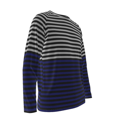 Black and Blue Striped Long Sleeve Shirt – Modern Contrast Style