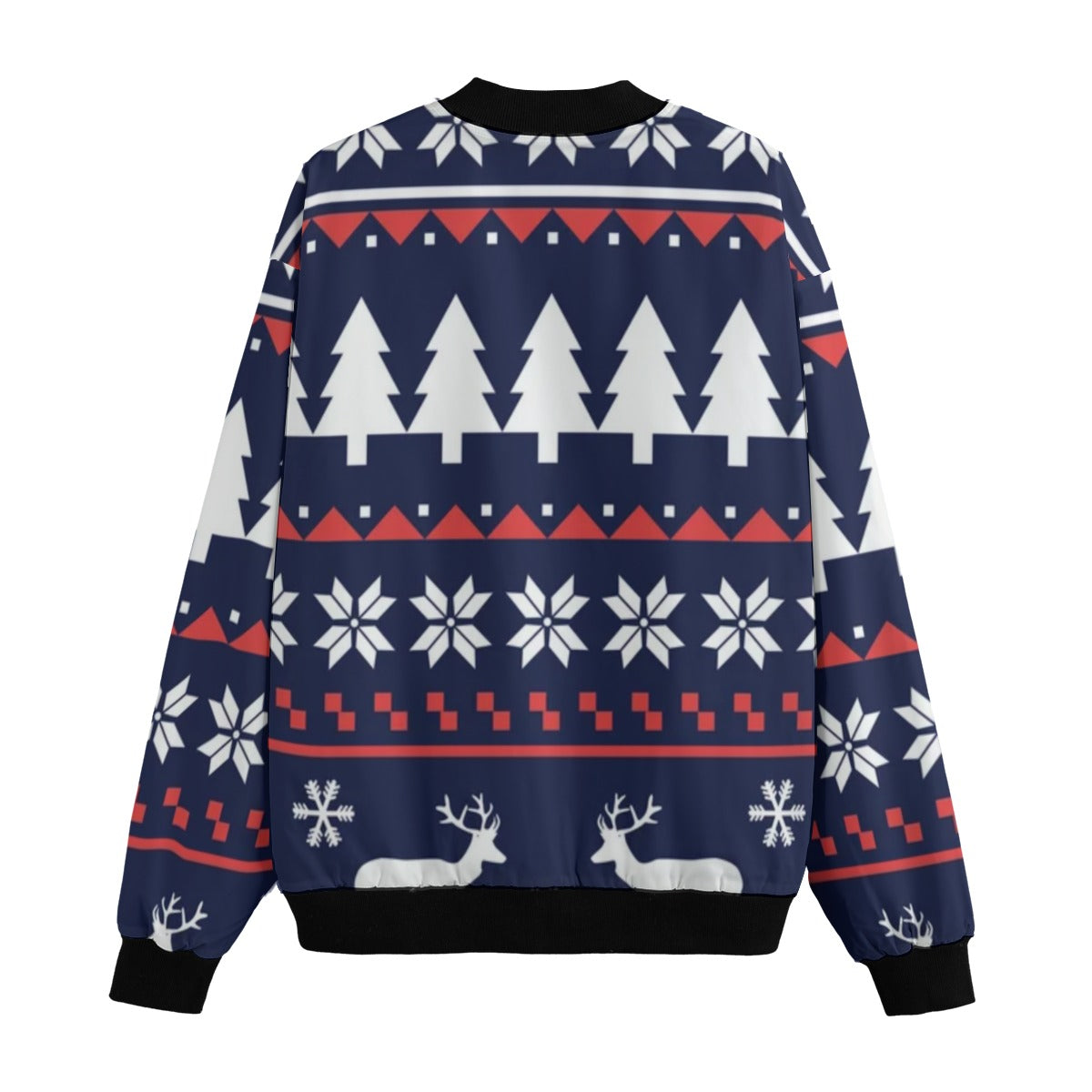 Urban Legend Snow Inspired Pattern Seamless Christmas Pattern Fleece Bomber Jacket