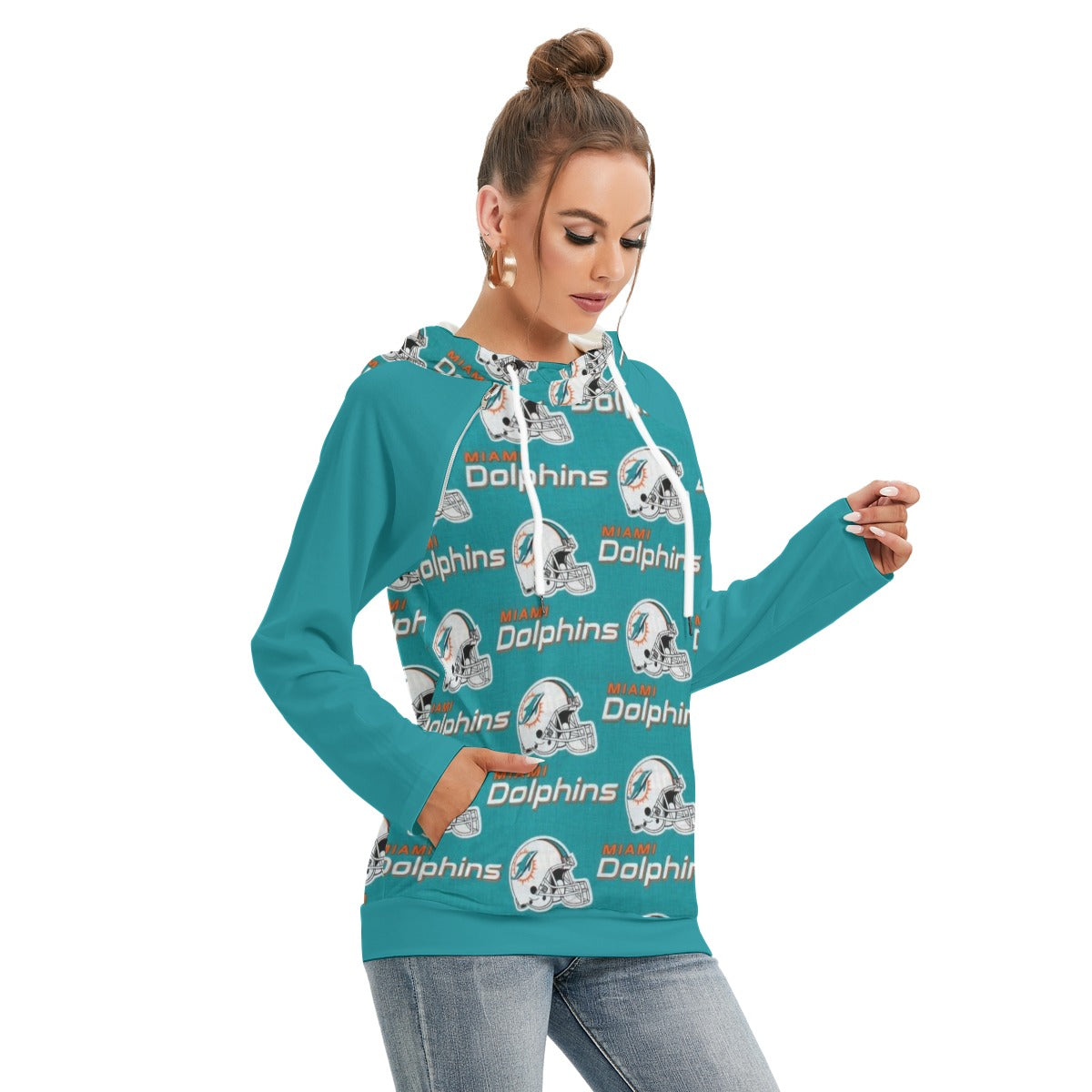 Miami Football Game Day All-Over Print Women's Hoodie With Double Hood