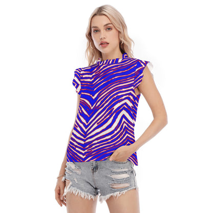 Buffalo Bills Zubaz Women's Blouse With Ruffle Collar And Sleeve