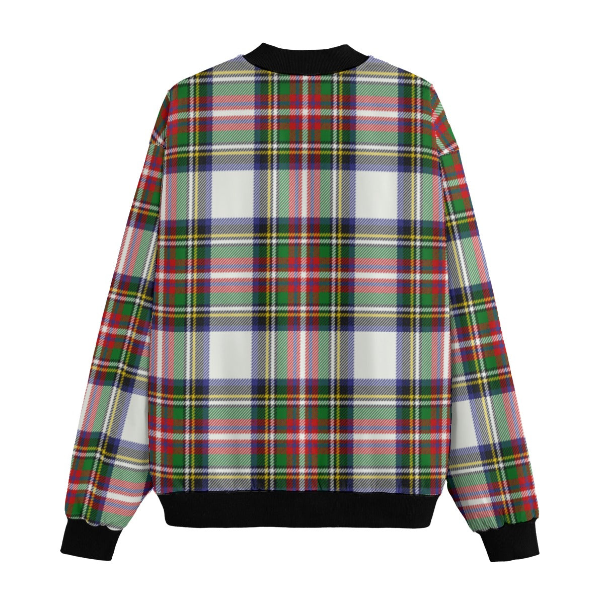 Dress Stewart – open version of Royal Stewart, on a white tartan Fleece Bomber Jacket