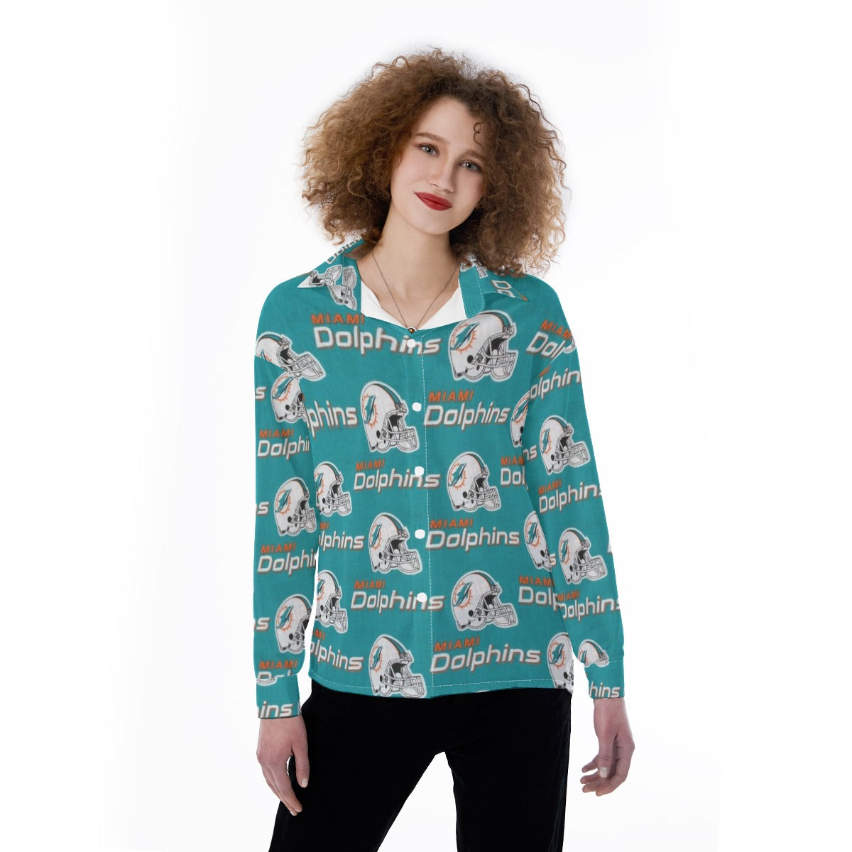 Miami Football Game Day All-Over Print Women's Satin Shirt