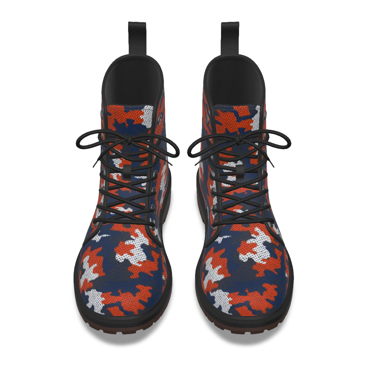Urban Legend Virginia Navy and Orange Camo Martin Short Boots – Cavaliers-Inspired Streetwear for Ga
