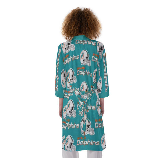 Miami Football Game Day All-Over Print Women's Satin Kimono Robe