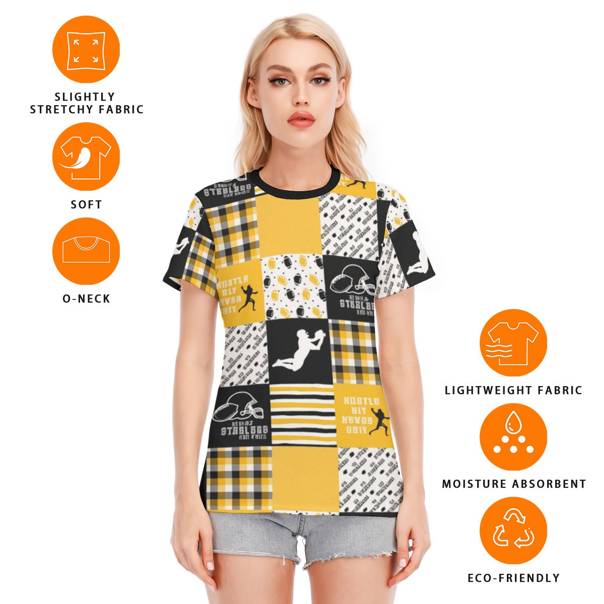 All-Over Print Women's Round Neck T-Shirt | 190GSM Cotton