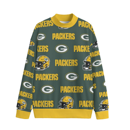 Green Bay Football Game Day All-Over Print Unisex Mid-high Collar Drop Shoulder Sweatshirt