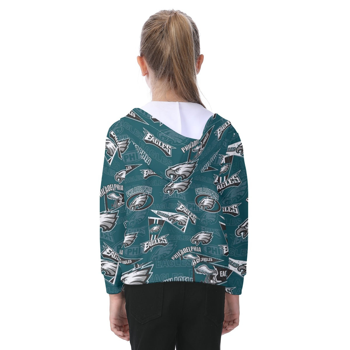 Philadelphia Football Game Day All-Over Print Kid's Zip-up Hoodie With Patch Pocket