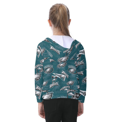 Philadelphia Football Game Day All-Over Print Kid's Zip-up Hoodie With Patch Pocket