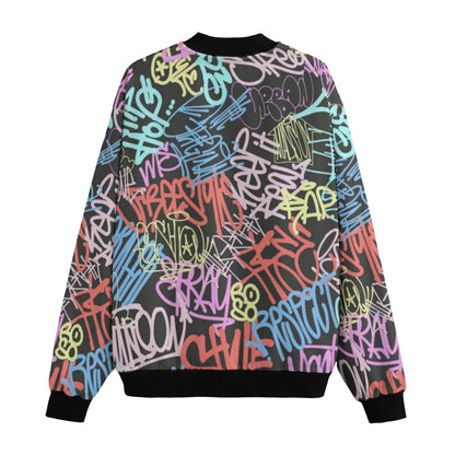 Wildstyle Graffiti Wall Tags Seamless Fleece Bomber Jacket
