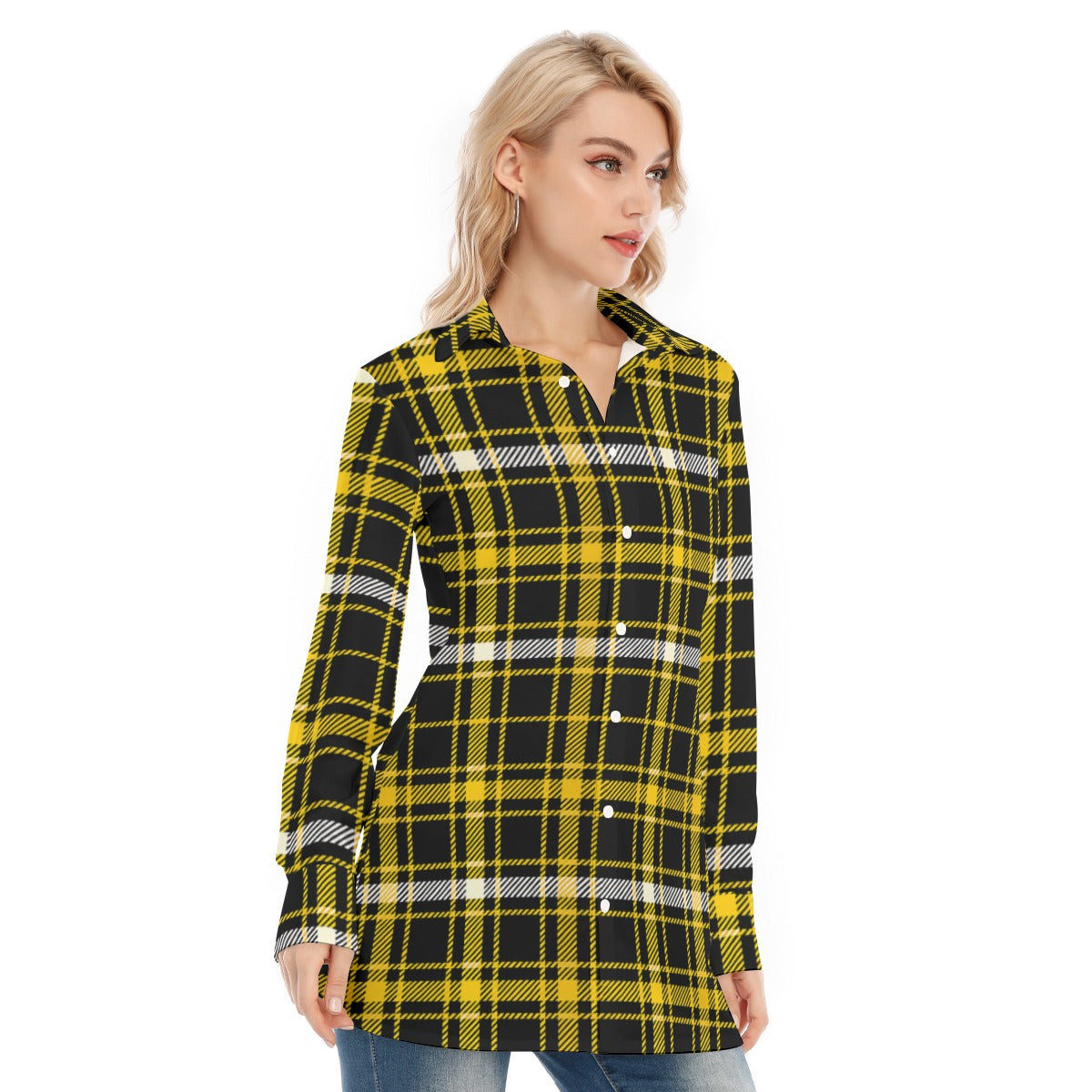 Missouri Tartan Plaid Tigers Women's Long Shirt |115GSM Cotton poplin