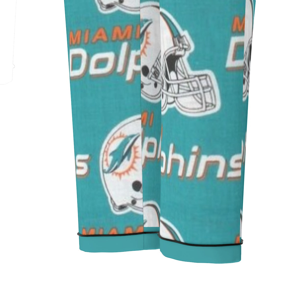 Miami Football Game Day All-Over Print Women's Long Sleeve Pajama Set With Black Contrast Piping