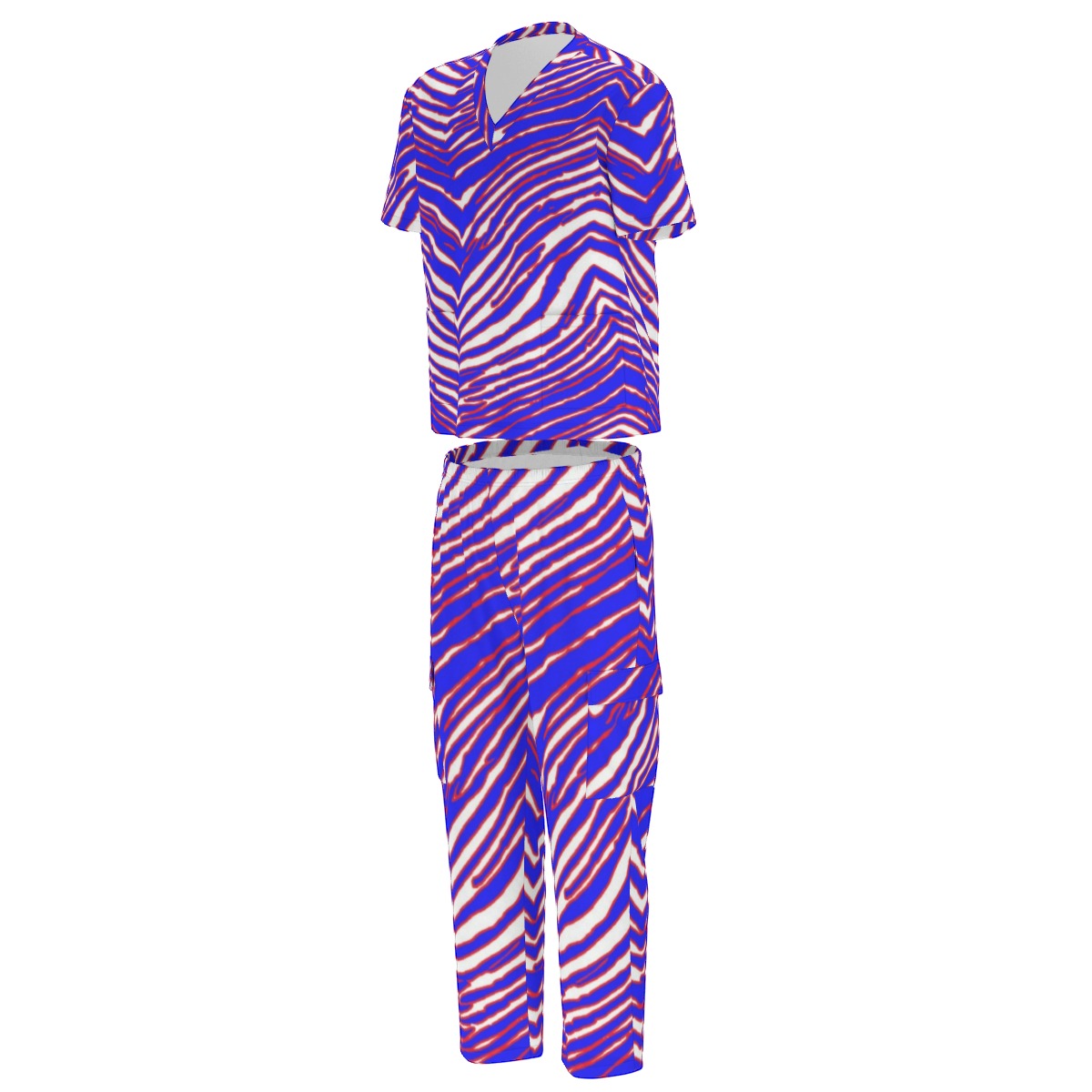 Buffalo Bills Zubaz Unisex Scrub Set With Six Pocket