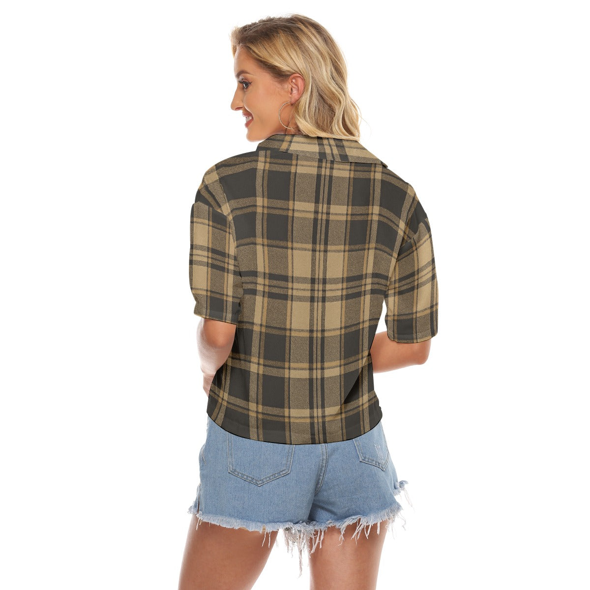 Urban Legend Colorado Boulder Buffaloes Tartan Plaid Women's V-Neck Shirt – Gold and Black College S