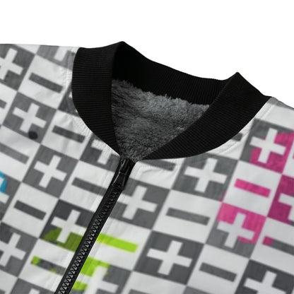 Abstract Signs Colored Seamless Fleece Bomber Jacket – Bold Streetwear Design