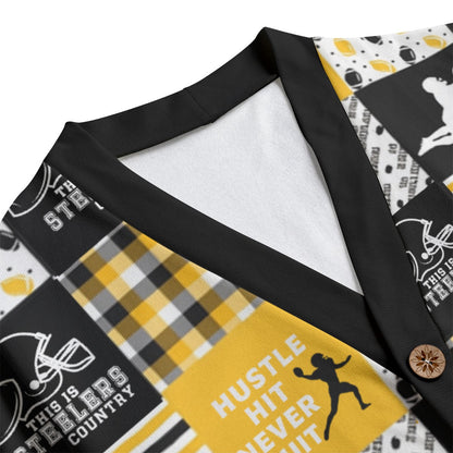 Pittsburgh Steelers Unisex V-neck Knitted Fleece Cardigan With Button Closure