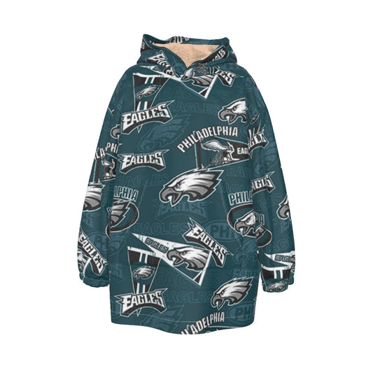Philadelphia Football Game Day All-Over Print Kid's Sherpa Fleece Hoodie Blanket