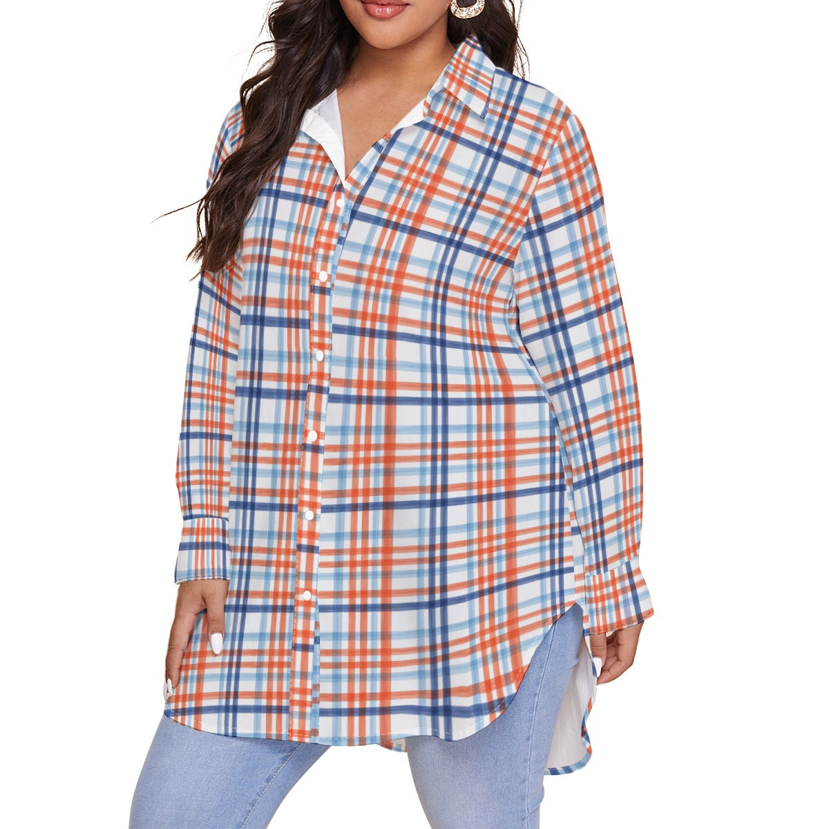 Florida - Gators tartan plaid Women's Shirt With Long Sleeve(Plus Size)