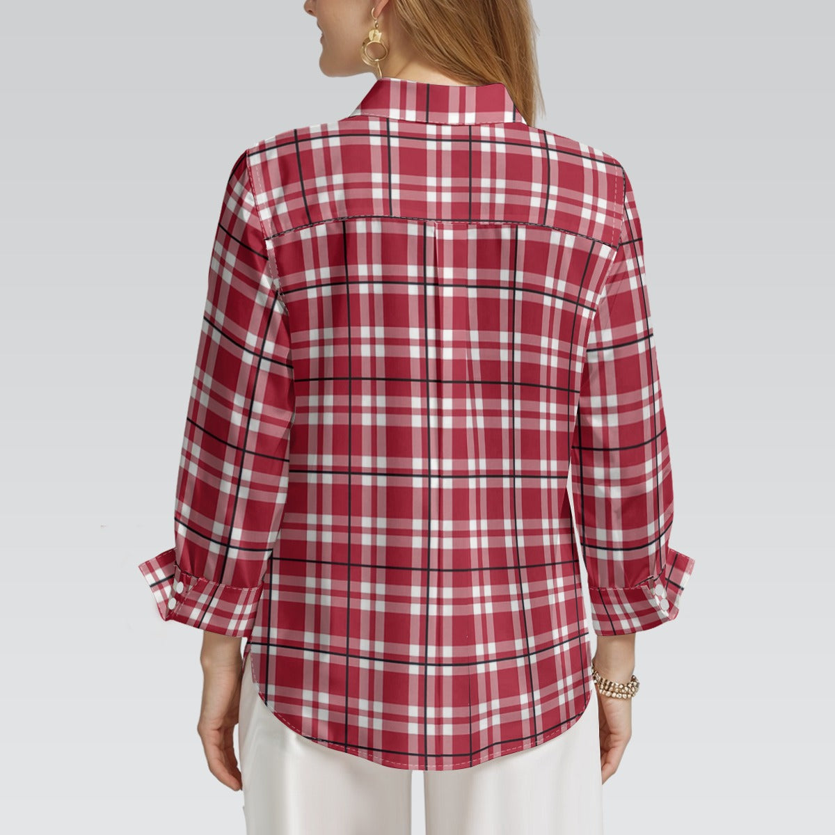 Arkansas - Razorbacks tartan Plaid  Women's 3/4 Sleeve Shirt