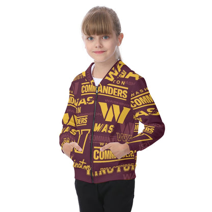 Washington Commanders Kid's Zip-up Hoodie With Patch Pocket