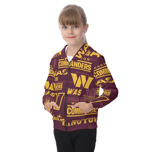 Washington Commanders Kid's Zip-up Hoodie With Patch Pocket