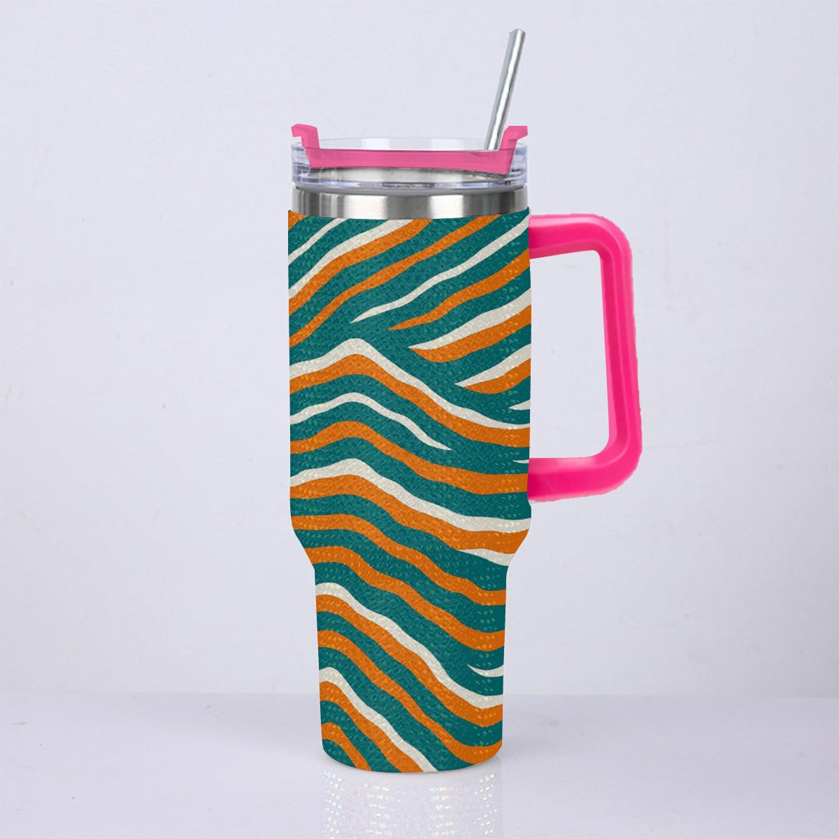 Miami Football Game Day 40oz Diamond Cup With Stainless Steel Straw