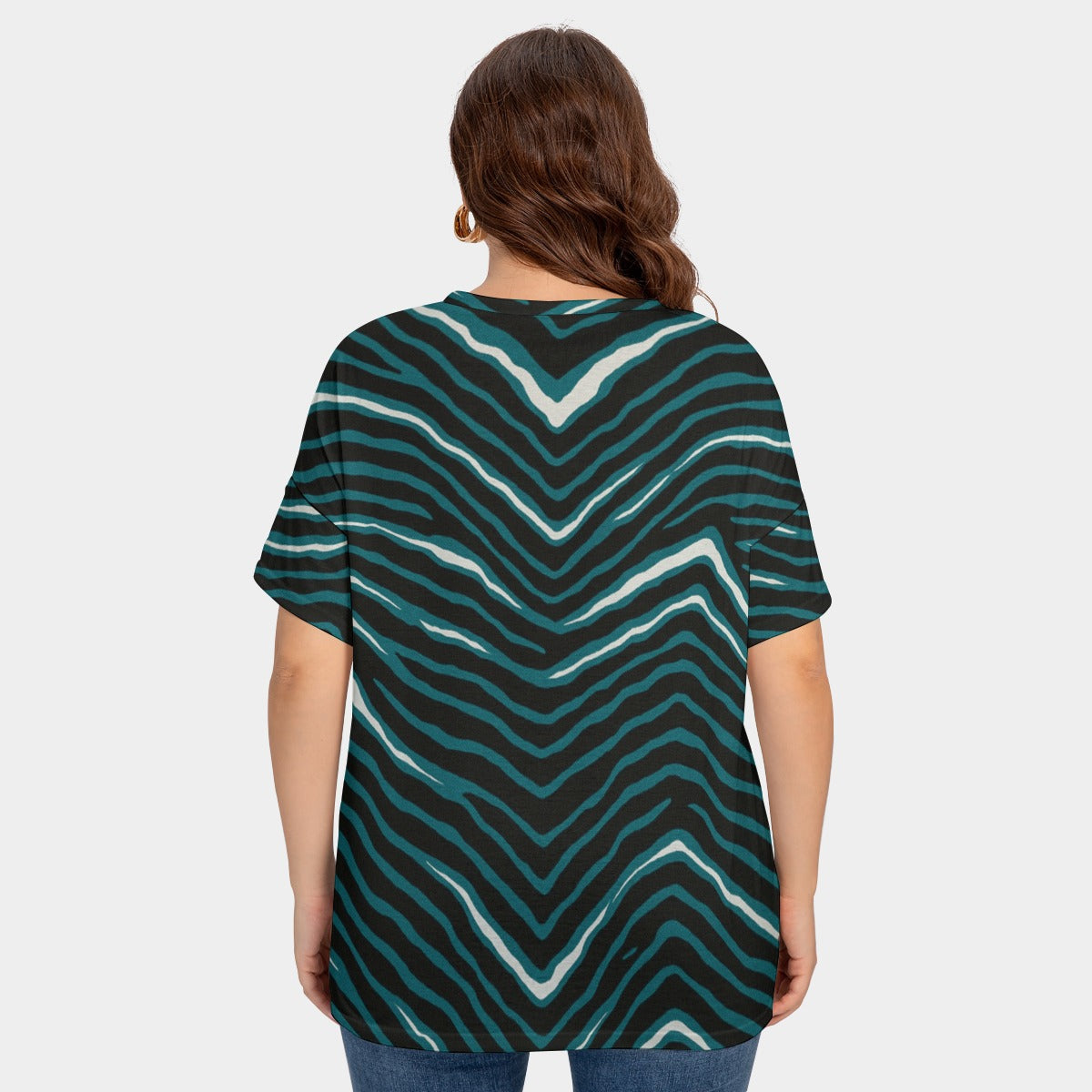 Philadelphia Football Game Day All-Over Print Women's Drop-shoulder Short Sleeve T-shirt With Sleeve Loops(Plus Size)