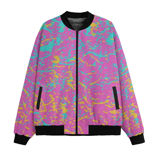 Graffiti Explosion abstract-multicolored-image-made-brush pink and blue Fleece Bomber Jacket