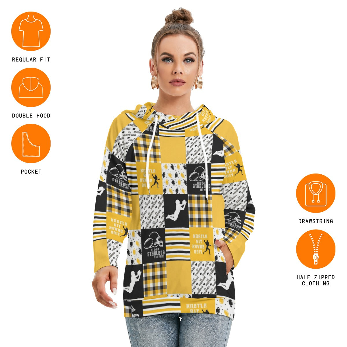 All-Over Print Women's Hoodie With Double Hood
